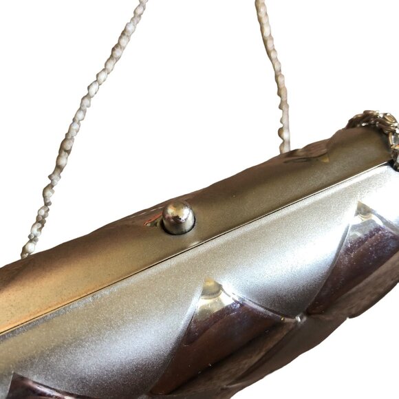 Vintage Carlo Fellini Hard Shell Metal Glamour Art Deco Harlequin Evening Bag - Picture 4 of 9